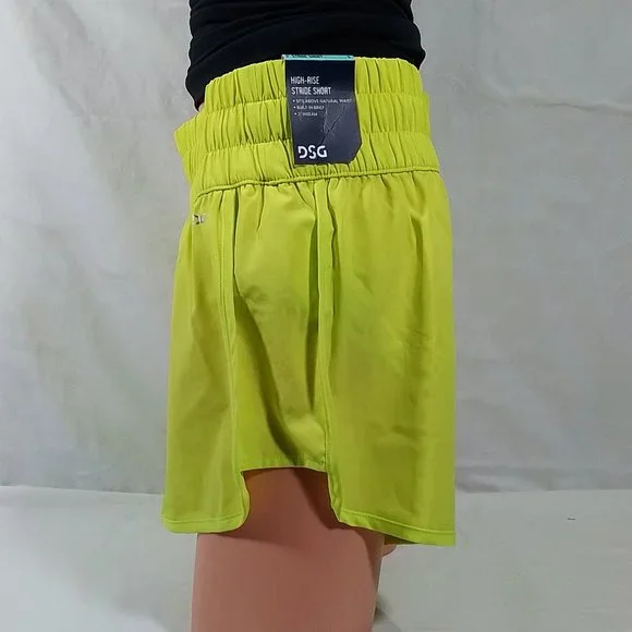 Women's High Rise Waistband Running Stride Shorts-Acid Yellow-S-NWT - Picture 4 of 4